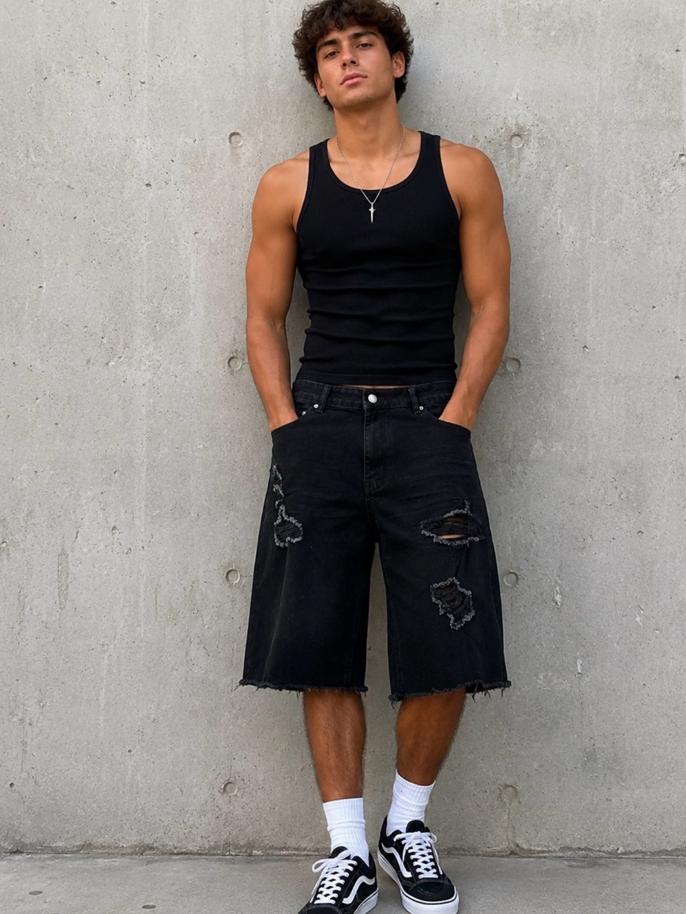 Amiri, Black Distressed Denim Shorts